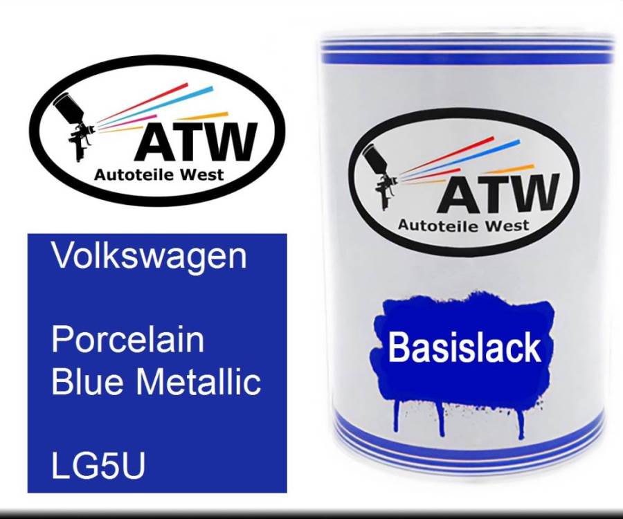 Volkswagen, Porcelain Blue Metallic, LG5U: 500ml Lackdose, von ATW Autoteile West.